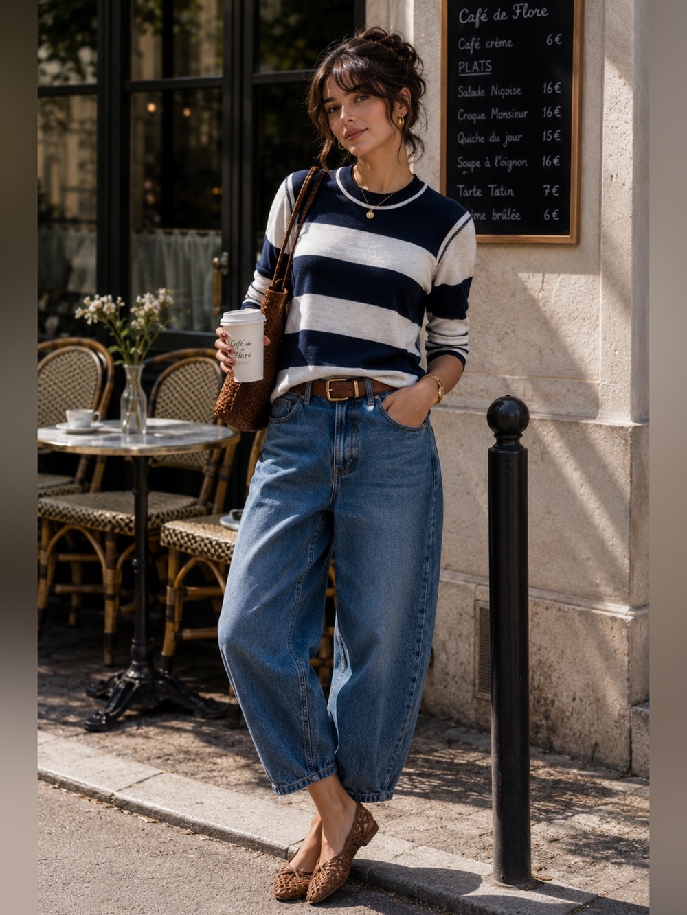 We The Free Raleigh Tee by Free People French Girl Cottagecore Navy Striped S